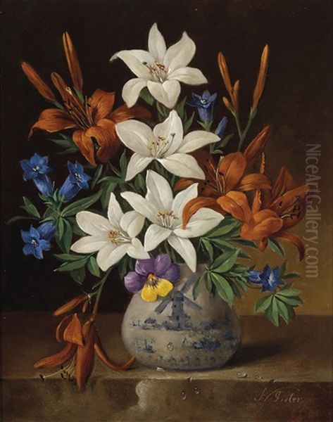 Blumenstillleben Oil Painting by Franz Xaver Pieler