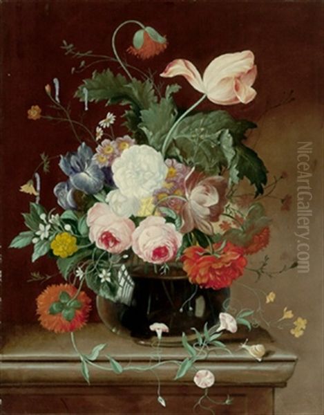 Blumen In Vase Mit Wicken Oil Painting by Franz Xaver Pieler