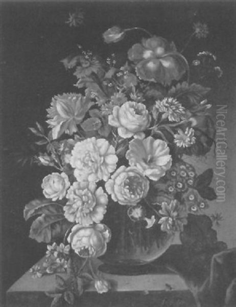 Floral Still Life Oil Painting by Franz Xaver Pieler