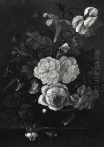 Blumen In Glasvase Oil Painting by Franz Xaver Pieler
