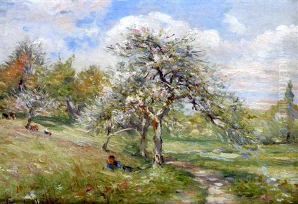 Personnage Dans Un Verger Oil Painting by Ludovic Piette