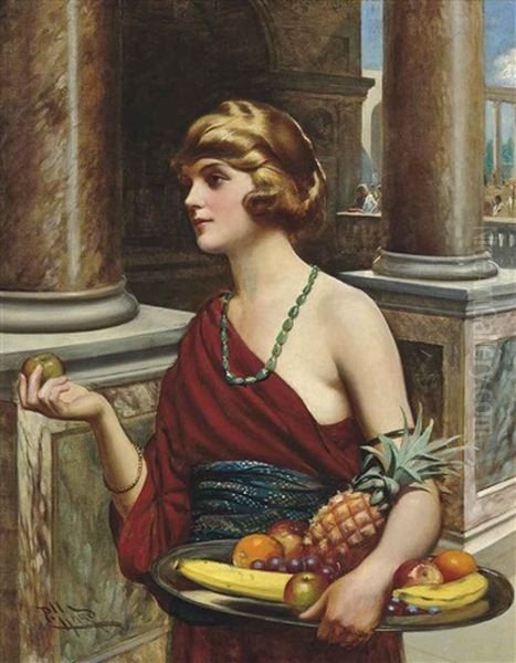 The Fruit Seller Oil Painting by Harold H. Piffard