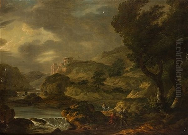 Paisaje Tormentoso Con Viajeros Oil Painting by Jean Baptiste Pillement