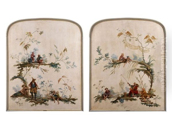 Chinoiserieszenen (pair) Oil Painting by Jean Baptiste Pillement