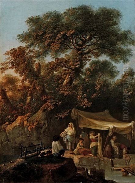 Die Wascherinnen Oil Painting by Jean Baptiste Pillement