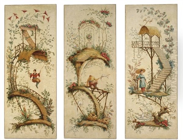 Chinoiseries Oil Painting by Jean-Baptiste Pillement