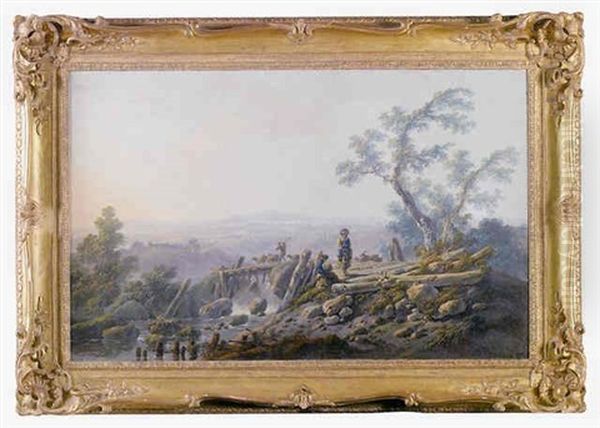 Paysanne Se Promenant Dans La Campagne Portugaise Oil Painting by Jean Baptiste Pillement