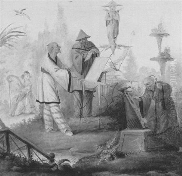 Les Musiciens Chinois Oil Painting by Jean Baptiste Pillement