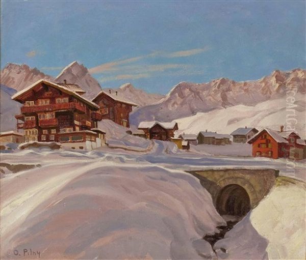 Winter Am Arlberg Oil Painting by Otto Pilny