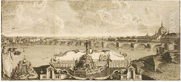 Dresden - Augustusbrucke Oil Painting by Christian Friedrich Boetius