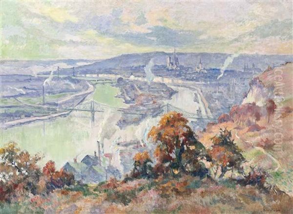 La Seine A Rouen En Automne Oil Painting by Robert Antoine Pinchon