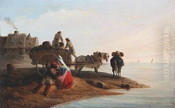 The Returning Of The Sailor Oil Painting by Edouard Henri Theophile Pingret