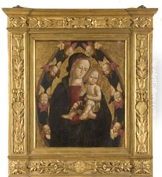 Vierge A L'enfant Dans Une Mandorle D'anges Oil Painting by Bernardino Betti Pinturicchio