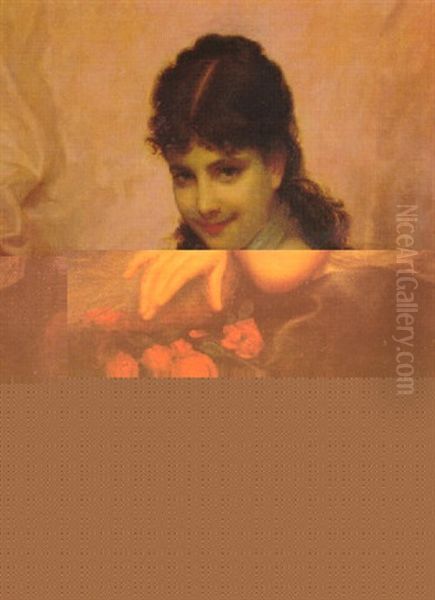A Dark-haired Beauty Oil Painting by Etienne Adolphe Piot