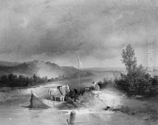 Fahre Am Flusufer Oil Painting by Carl Pischinger