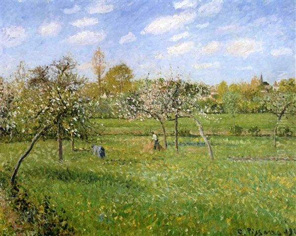 Matin, Printemps, Temps Gris, Eragny Oil Painting by Camille Pissarro