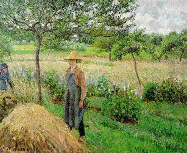 Temps Gris, Matin Avec Figures, Eragny Oil Painting by Camille Pissarro