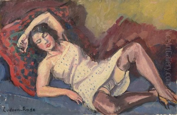 Jeune Femme Sur Le Divan Bleu Oil Painting by Ludovic Rodo Pissarro