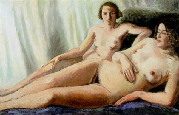 Les Deux Modeles Oil Painting by Ludovic Rodo Pissarro