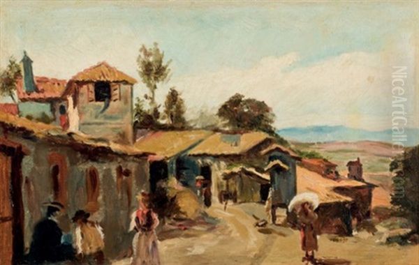 Calle De Pueblo Oil Painting by Cecilio Pla
