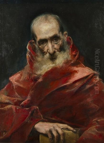 Monk Oil Painting by Casto Plasencia y Maestro