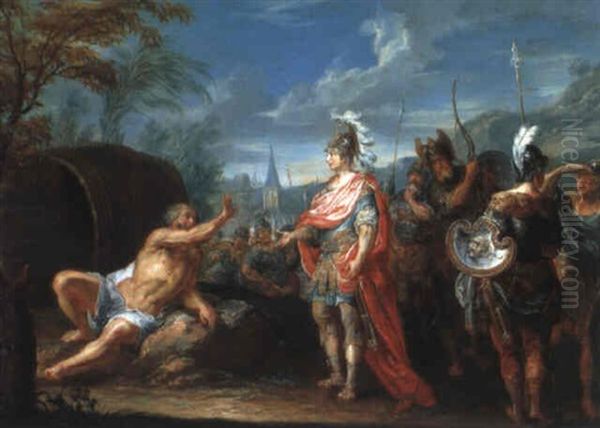 Alexander Der Grosse Und Diogenes (geh Mir Aus Der Sonne) Oil Painting by Johann Georg Platzer