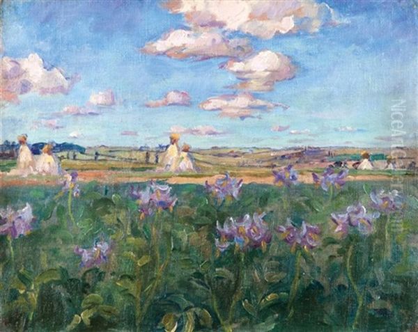 Pejzaz Ii Oil Painting by Maria Plonowska