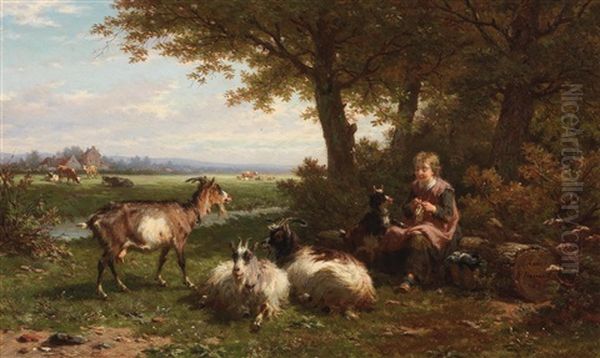 The Young Herdswoman Oil Painting by Andre Plumot