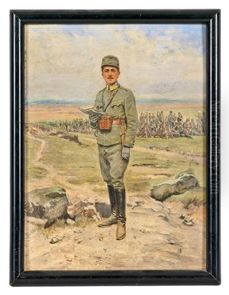Osterreichischer Feldwebel, Im Hintergrund Soldaten Bei Der Rast Oil Painting by Alexander Pock