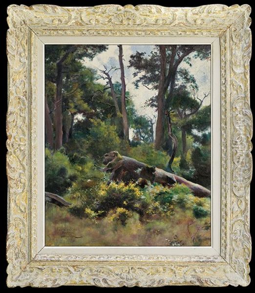 Woods In Fontainebleau Oil Painting by Wladyslaw Podkowinski