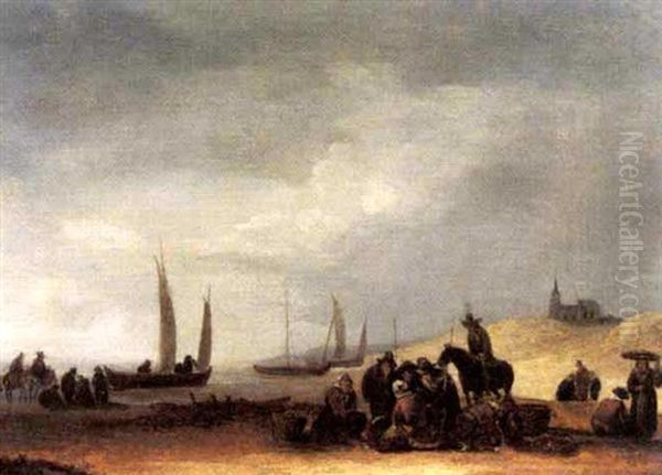 Fischer Am Strand Oil Painting by Egbert Lievensz van der Poel