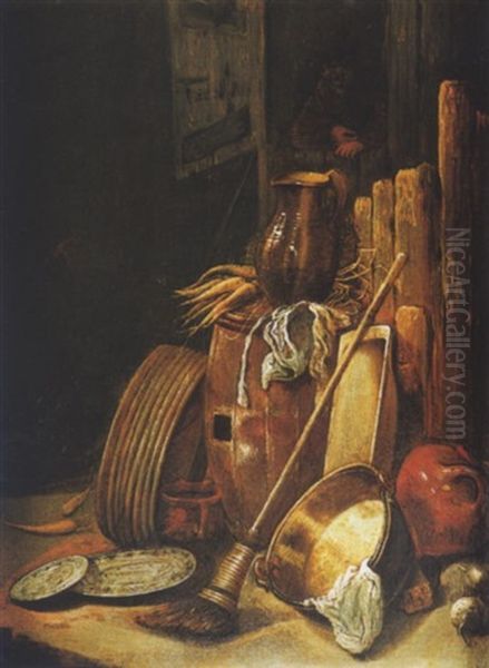 Nature Morte De Cuisine Oil Painting by Egbert Lievensz van der Poel
