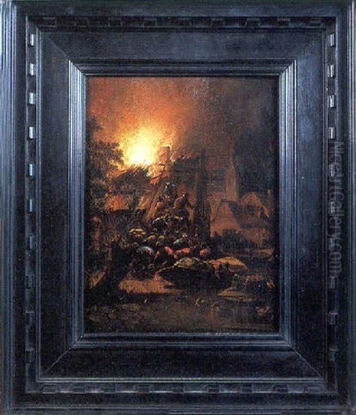 Scene D'incendie Nocturne Oil Painting by Egbert Lievensz van der Poel