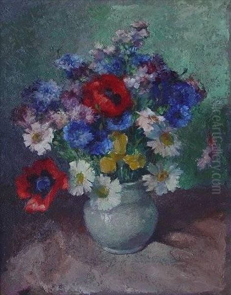 Floral Still Life Oil Painting by Willem Bogtman
