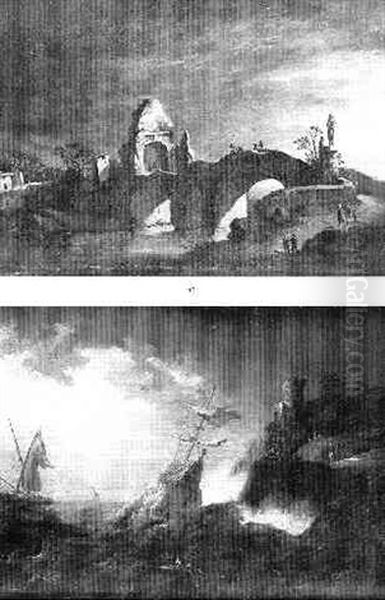 Navire Dans La Tempete Pres De La Cote Rocheuse Oil Painting by Egbert Lievensz van der Poel
