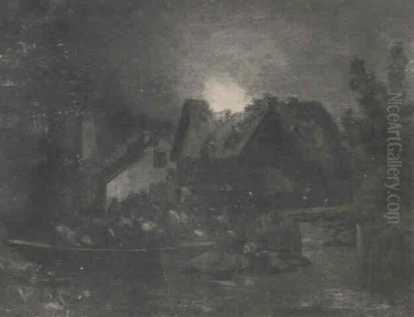 L'incendie Oil Painting by Egbert van der Poel