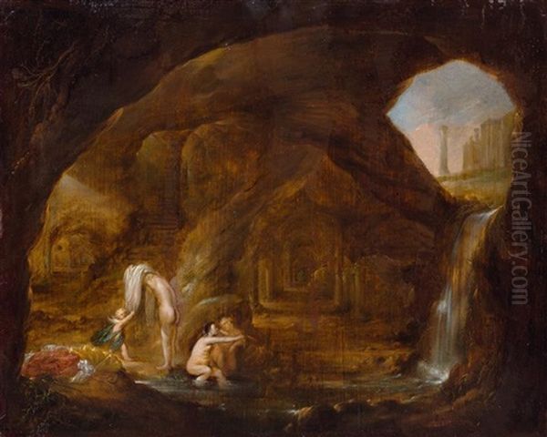 Nymphen In Einer Grotte Oil Painting by Cornelis Van Poelenburgh