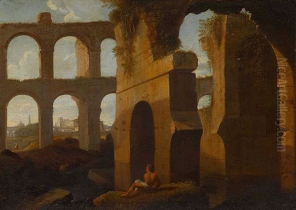 Romische Ruinenlandschaft Oil Painting by Cornelis Van Poelenburgh