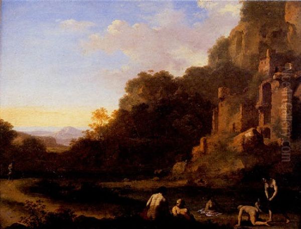Diane Et Acteon Oil Painting by Cornelis Van Poelenburgh
