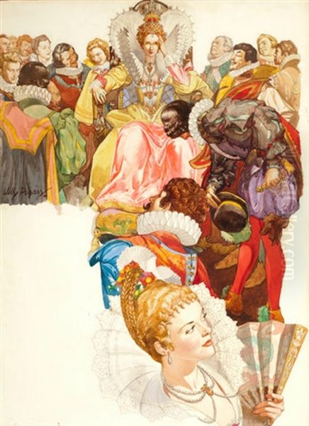 Queen Elizabeth Oil Painting by Willy Andrew Pogany