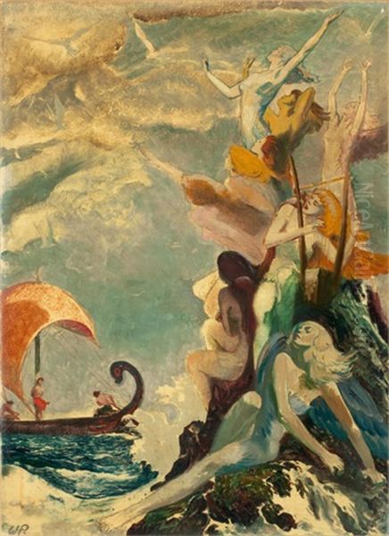 Ulysses And Sirens Oil Painting by Willy Andrew Pogany