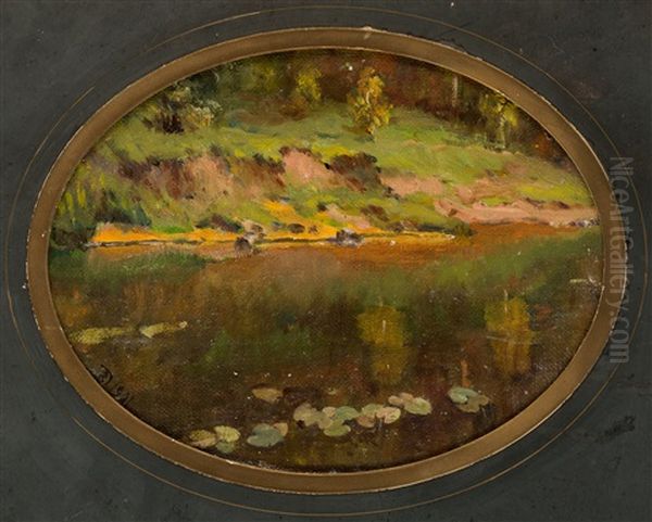 A Lakeview Oil Painting by Vasili Dimitrievich Polenov