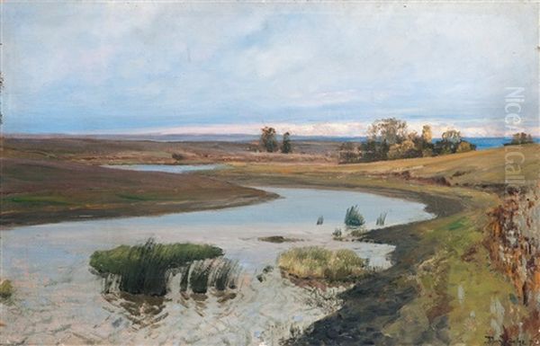 River Landscape Oil Painting by Vasili Dimitrievich Polenov