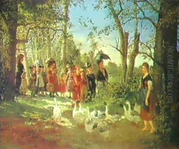 Ganseliesel Oil Painting by Sigismund Pollak