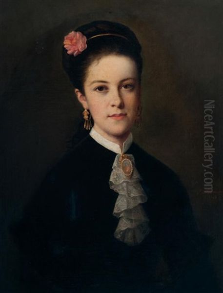 Portrait De Dame Au Camee Oil Painting by Pierre Paul Emmanuel de Pommayrac