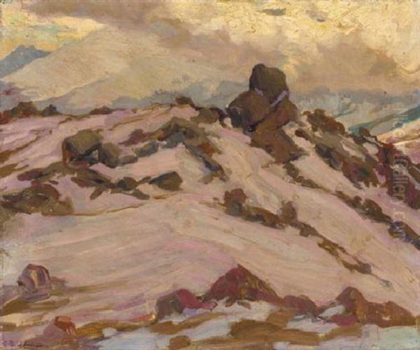 Snow-capped Mountain Top Oil Painting by Francisco Pons Arnau