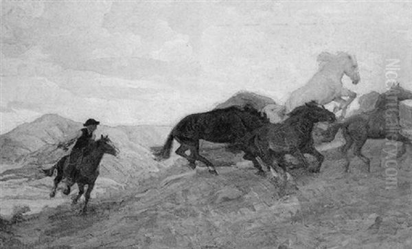 Jinete Y Tropilla Oil Painting by Francisco Pons Arnau