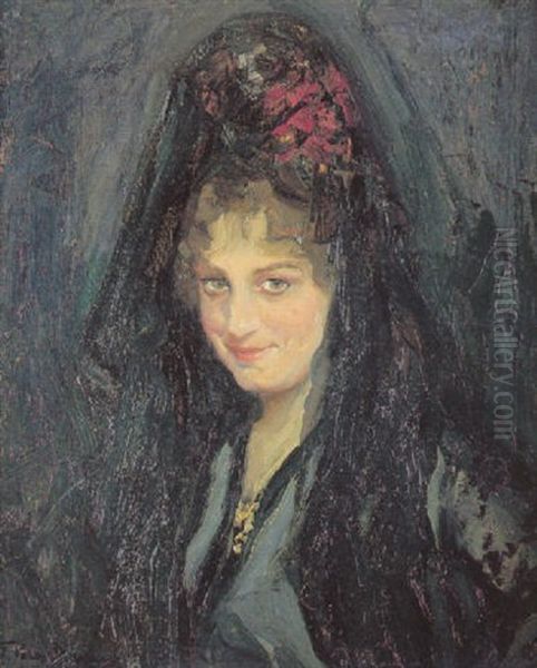 Joven Con Matilla Oil Painting by Francisco Pons Arnau