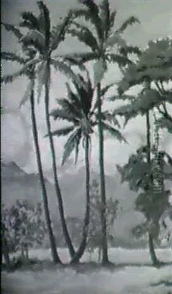 A Pair Of Hawaiian Tropical Scenes Oil Painting by Horatio Nelson Poole
