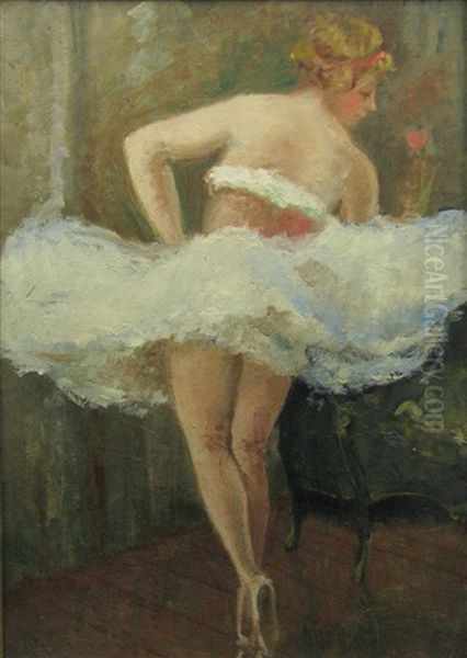 Ballerina Oil Painting by Stelian Popescu-Ghimpati